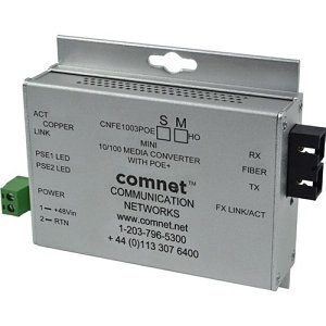 ComNet PS-DRA120-48A Video IP Power Supply Unit, Industrially Hardened 100mbps Media Converter With 48v PoE, Mini, SFP Required