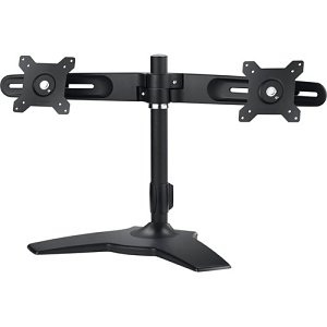 AG Neovo DMS 01D Dual Monitor Stand for Displays from 15" to 24", Adjustable Height, Pivot, Swivel and Tilt, Black