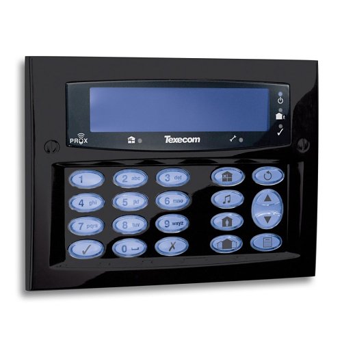 Texecom DBD-0124 Premier Elite Series, 32-Character LCD Display Programmable Keypad with TouchtOne Backlit Keys, Built-in Proximity Tag Reader Wall Mount, Black